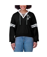 Wear by Erin Andrews Women's Black Los Angeles Kings Cropped Lace-Up Sweater