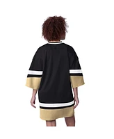 Starter Women's Black New Orleans Saints Slap Shot 3/4 Sleeve Sneaker Dress