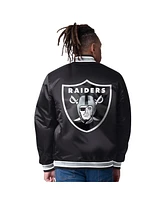 Starter Men's Black/Silver Las Vegas Raiders Closer Reversible Satin Full-Snap Jacket