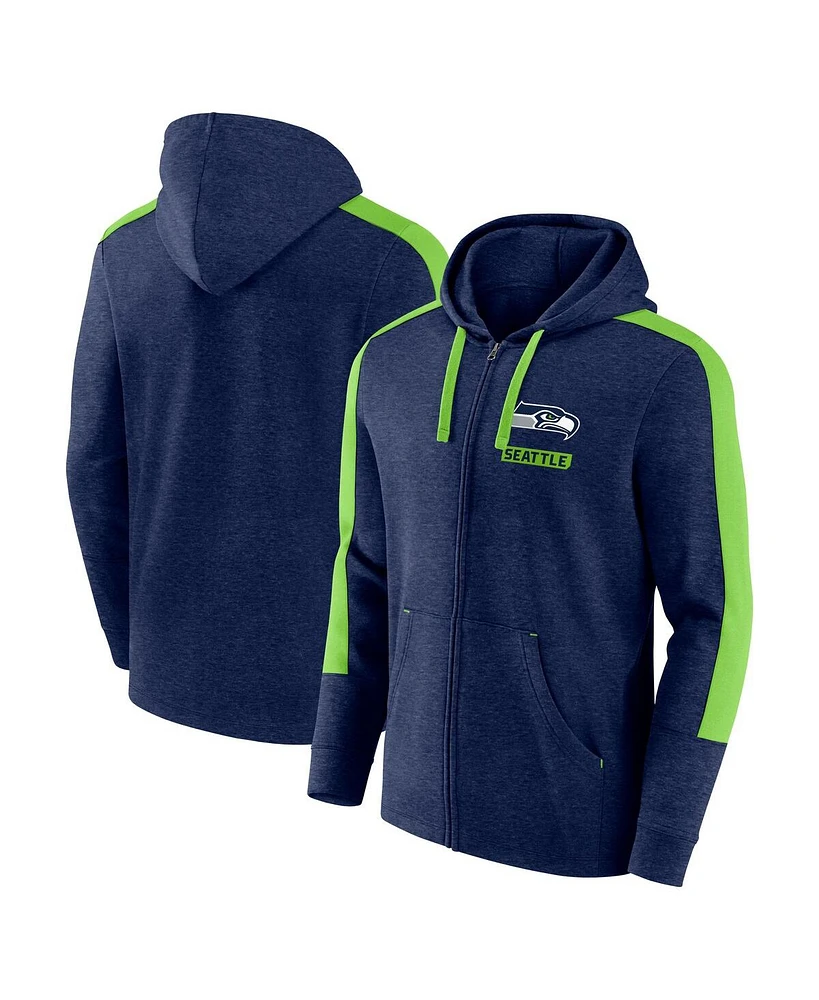 Fanatics Men's Heather College Navy Seattle Seahawks Gains Full-Zip Hoodie