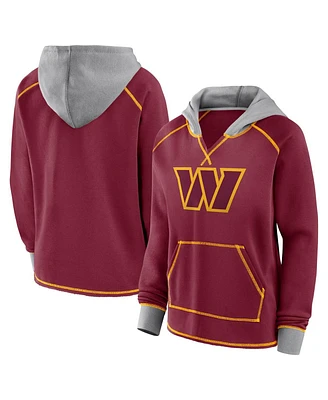 Logo Athletic Women's Burgundy Washington Commanders Boom Fleece Pullover V-Neck Hoodie