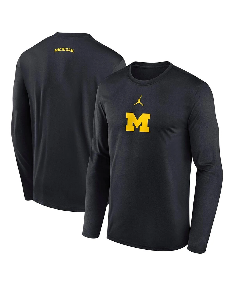 Jordan Men's Black Michigan Wolverines On-Court Basketball Shootaround Performance Long Sleeve T-Shirt