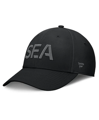 Fanatics Men's Black Seattle Kraken Authentic Pro Road Team Code Side Patch Flex Hat