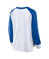 Fanatics Women's White New York Knicks Open Lane Waffle Long Sleeve V-Neck T-Shirt