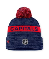 Fanatics Men's Navy/Red Washington Capitals Authentic Pro Rink Cuffed Knit Hat with Pom