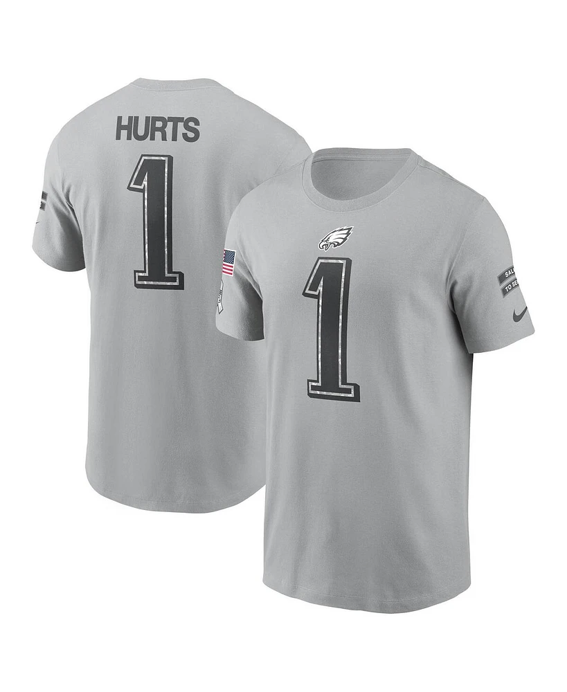 Nike Men's Jalen Hurts Gray Philadelphia Eagles 2024 Salute To Service Name Number T-Shirt