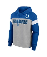 Fanatics Women's Heather Gray/Royal Indianapolis Colts Bold Play Call Pullover Hoodie