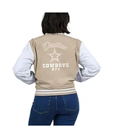 Wear by Erin Andrews Women's Tan Dallas Cowboys Tonal Full-Zip Bomber Jacket