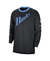 Nike Men's Black Atlanta Hawks 2024/25 City Edition Authentic Pregame Performance Long Sleeve Shooting T-Shirt