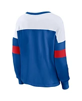 Fanatics Women's Blue New York Rangers Take the Shot Long Sleeve Lace-Up V-Neck T-Shirt