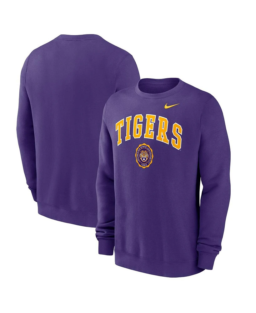 Nike Men's Purple Lsu Tigers Arched Seal Pullover Sweatshirt