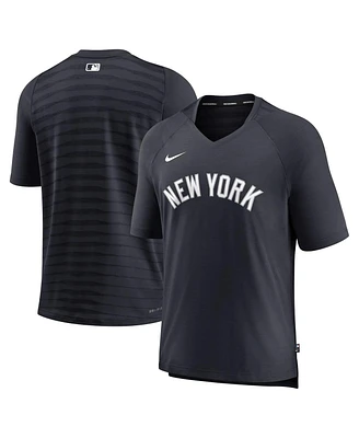 Nike Men's Navy New York Yankees Authentic Collection Pregame Raglan Performance V-Neck T-Shirt