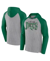 Fanatics Men's Gray/Kelly Green New York Jets Under Center Long Sleeve Hoodie T-Shirt