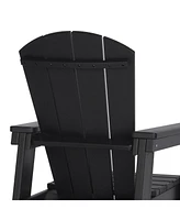 Kids 3-Piece Outdoor Hdpe Adirondack Chairs With Square Side Table Set