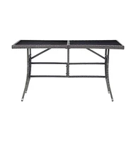 Patio Table Gray 55.1"x31.5"x29.1" Poly Rattan