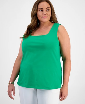 Kasper Plus Square-Neck Tank Top