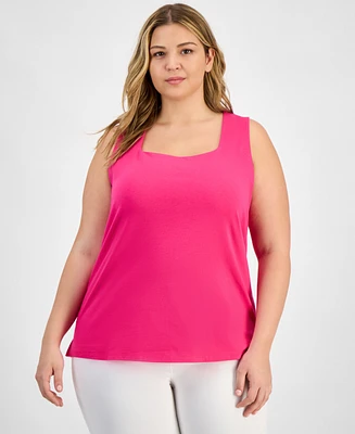 Kasper Plus Size Square-Neck Tank Top