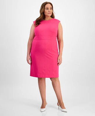 Kasper Plus Sleeveless Crepe Sheath Dress