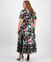 Kasper Plus Floral-Print Maxi Dress