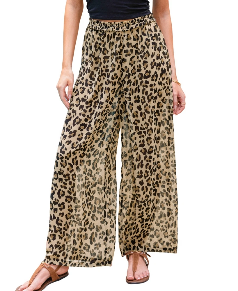 Cupshe Women's Leopard Print Straight Leg Cover-Up Pants