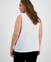 Kasper Plus Keyhole-Neckline Sleeveless Top