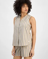 Tommy Hilfiger Women's Striped Sleeveless V-Neck Shirt
