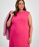 Kasper Plus Sleeveless Crepe Sheath Dress