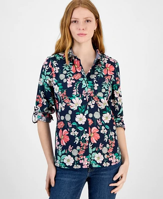 Tommy Hilfiger Women's Floral Gingham Cotton Shirt