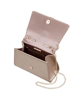 Nina Crystal Flower Embellished Metallic Satchel Bag
