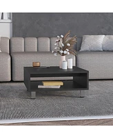 Chiniak Coffee Table, 1 shelf, 4 legs, Black