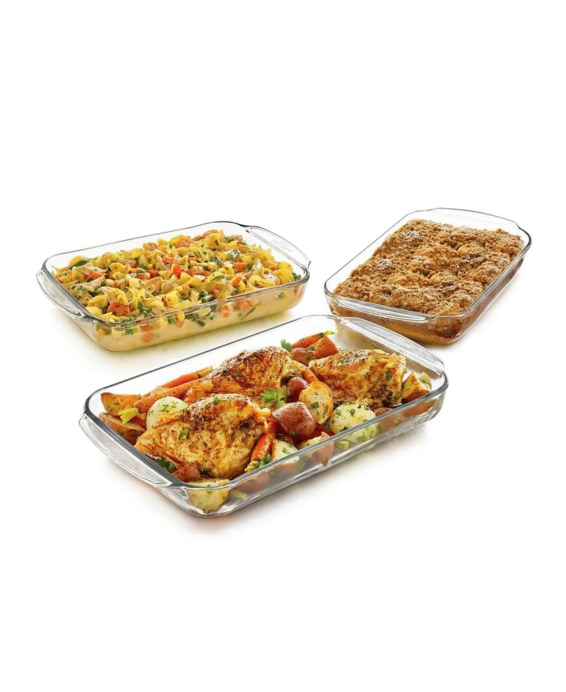 Glass 3-Piece Bakeware Oven Safe Casserole Baking Dish Set