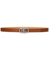 Lauren Ralph Oval-Logo Reversible Leather Skinny Belt