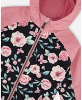 Deux par Baby Girls 3-In-1 Mid-Season Outerwear Set With Printed Jacket Pink, Black, And Flowers