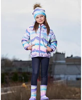 Deux par Toddler Girls Printed Quilted Mid-Season Jacket Mauve And Blue, Pink Mountain - Toddler|Child