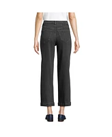 Lands' End Women's Soft Denim High Rise Wide Leg Patch Pocket Crop Jeans