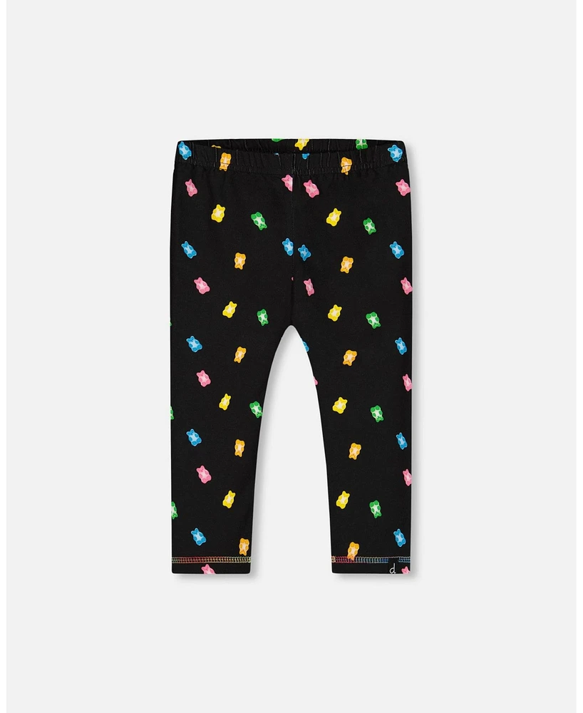 Deux par Toddler Girls Printed Capri Legging Black And Multicolored Gummies - Toddler|Child