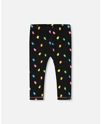 Deux par Toddler Girls Printed Capri Legging Black And Multicolored Gummies - Toddler|Child