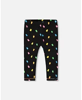 Deux par Toddler Girls Printed Capri Legging Black And Multicolored Gummies - Toddler|Child