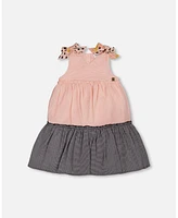 Deux par Big Girls Tiered Dress With Bows Pink And Black