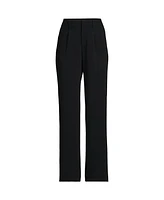 Lands' End Women's Crepe High Rise Pleated Wide Leg Pants