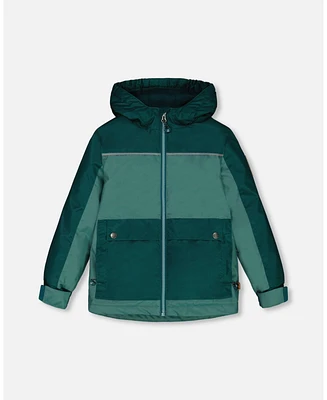 Deux par Big Boys Colorblock Mid-Season Jacket Forest Green And Emerald