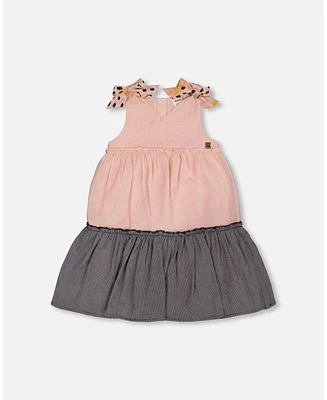 Deux par Toddler Girls Tiered Dress With Bows Pink And Black - Toddler|Child