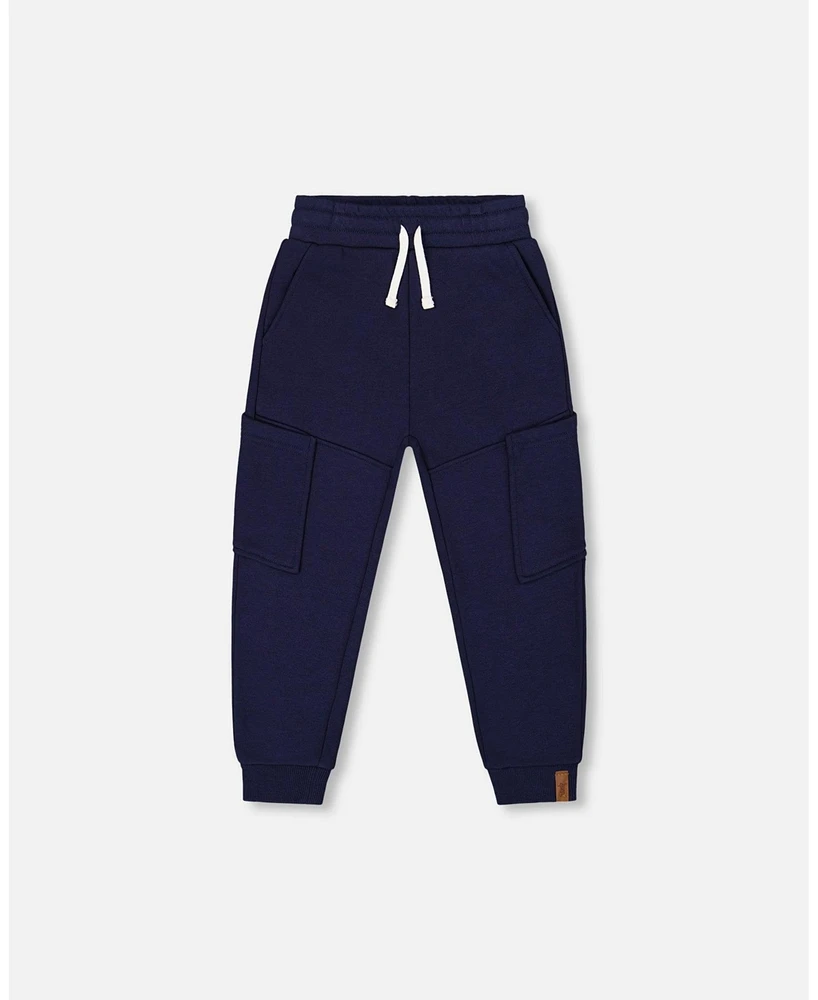 Deux par Toddler Boys French Terry Sweatpants With Side Pockets Navy Blue - Toddler|Child