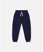 Deux par Toddler Boys French Terry Sweatpants With Side Pockets Navy Blue - Toddler|Child