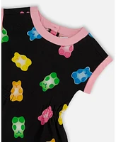 Deux par Big Girls Printed French Terry Dress Multicolored Gummies