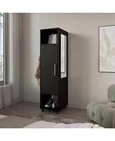 Ambler Armoire with 1 Door, 3 Shelves, and Full-Length Mirror, Black