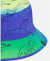 Deux par Baby Boys Printed Beach Hat Vibrant Blue And Green Dino