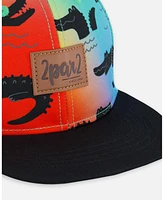 Deux par Deux Baby Boys Printed Cap Black And Multicolored Crocodiles