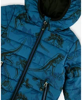 Deux par Big Boys Printed Quilted Mid-Season Jacket Blue And Gray