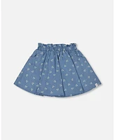 Deux par Toddler Girls Printed Chambray Skort Blue And White Cherries - Toddler|Child